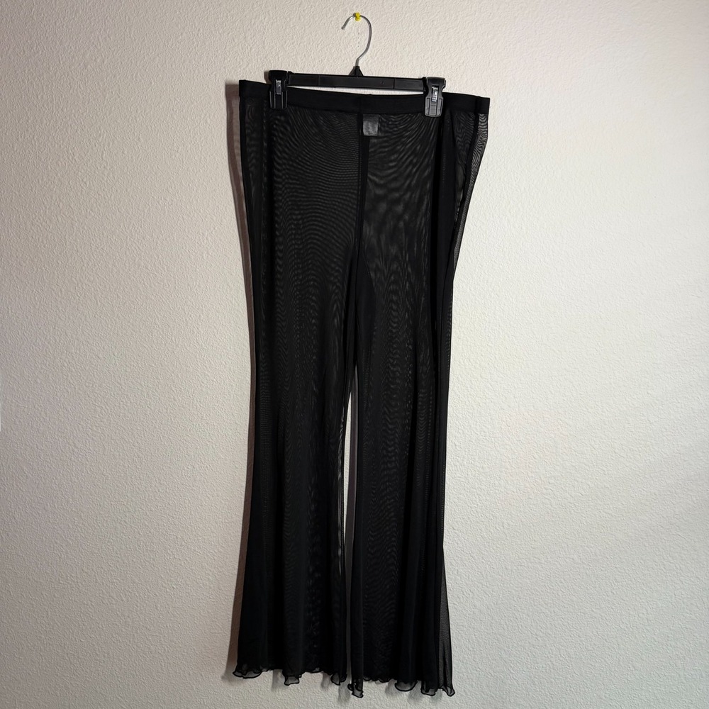 Wild Fable Cover Up Flare Pants‎ Women's XL Black Sheer High Waist Swimwear